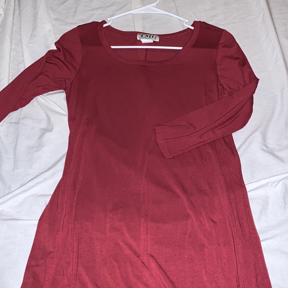 Burnt pink long sleeve tshirt dress